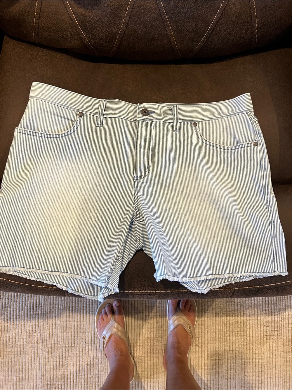 Carve Designs Striped Light Blue Women's Denim Shorts